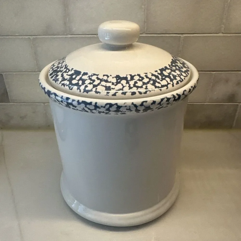 Vintage Blue Heart Spongeware 